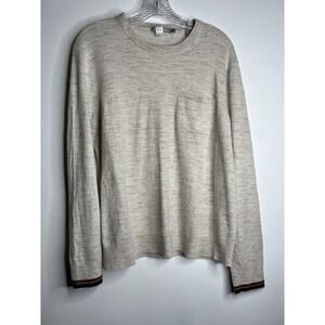 Vince Pullover Sweater Wool Linen Blend SzXL Beige Tan Long Sleeves